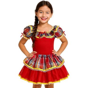 Imagem de Vestido Festa Junina Caipira São João Quadrilha Infantil Confortável