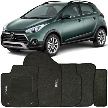 Imagem de Tapete Carpete Hb20X 2013 à 2019 Grafite Logo Bordado Jogo 5 Peças Personalizado Automotivo