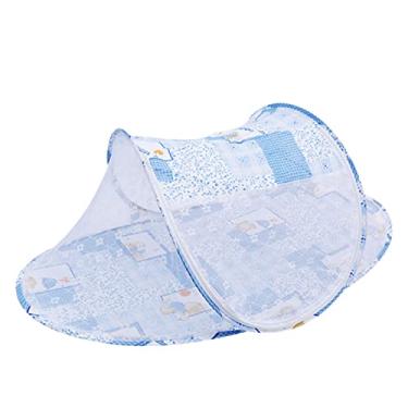 Imagem de Aqur2020 Rede Dobrável para Berço de bebê, Malha Respirável Com Zíper Bidirecional para Proteção contra Mosquitos e Insetos, Barraca de Cama Infantil Portátil, Tamanho 108x60x38cm para (Azul)