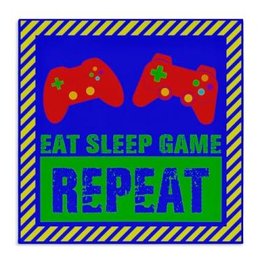 Imagem de Stupell Industries Arte de parede em tela vibrante Eat Sleep Game Repeat, design de Marcus Prime, 61 x 61 cm