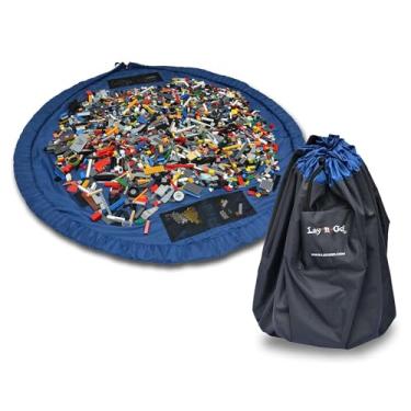 Imagem de Lay-n-Go 2-in-1 Extra Large Portable Drawstring Toys Storage Organizer and Play Mat for Room and Travel, Made for Kids and Toddlers with a Durable Patented Design, 60 inch, Blue