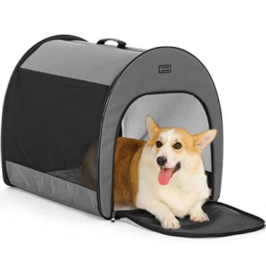Imagem de Petsfit Caixa lateral macia para cães, caixa dobrável portátil para cães com design de arco, à prova de fuga de canil 55,88 cm C x 30 L x 25 A
