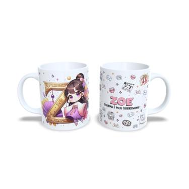 Imagem de Caneca de Cerâmica Personalizada Amanda, Tema Dorama, Branca com Ilustração Kawaii, 325ml (z)