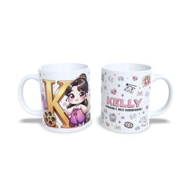 Imagem de Caneca de Cerâmica Personalizada Amanda, Tema Dorama, Branca com Ilustração Kawaii, 325ml (k)