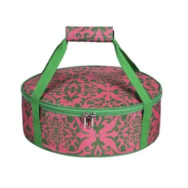 Imagem de Bolsa térmica térmica redonda portátil para transporte de tortas e bolos para manter os alimentos quentes/frios/frescos para o almoço, reuniões de festas, churrascos, jantar na igreja, eventos ao ar