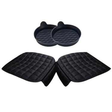 Imagem de Kit Automotivo 4 peças 2 Capas De Banco Dianteira Em Suede Confort Com 2 Tapetes Em Silicone Porta Copos (Preto)
