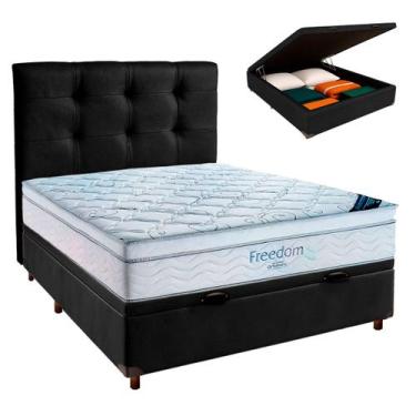 Imagem de Bau Blindado Preto+Colchão Casal Freedom Ortobom + Cabeceira