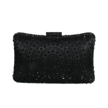 Imagem de DKQXEIM Bolsa feminina de strass deslumbrante com alça transversal com glitter cristal para casamento, bolsa de mão para noite para festa de formatura, Preto, 7.7 x 4.7 x 2.4 inches