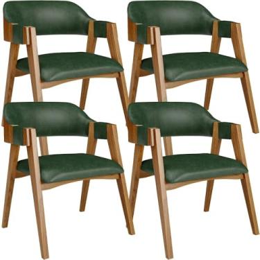 Imagem de Kit 04 Cadeiras Para Sala de Jantar e Estar Living Estofada Suran L02 Couríssimo Verde Musgo - Lyam