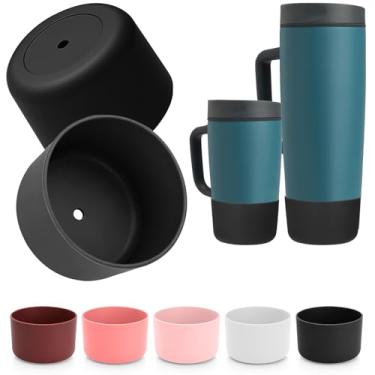 Imagem de Mity rain Bota protetora de 2 peças para Owala SmoothSip Slider com alça de 340 g e 680 g, acessórios para caneca de viagem de silicone, antiderrapante, redução de ruído, evita arranhões (preto)