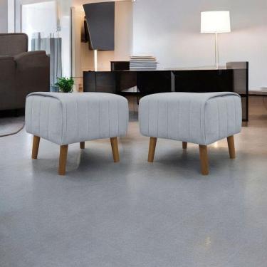 Imagem de Kit 2 Puffs Decorativos Verso Retangular Bouclé Premium - Cinza Buclê