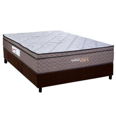 Imagem de Cama Box Casal: Colchão C- Vibro Massagem Paropas Vibro Aplause Smart Brown + Base Crc Suede Brown (138x188)