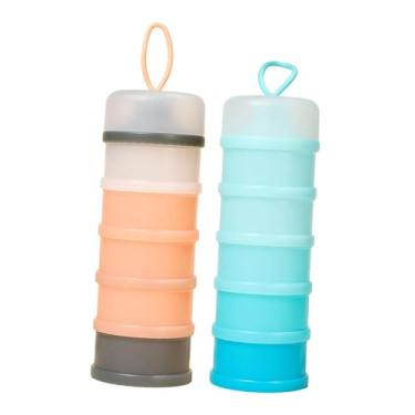 Imagem de Generic 2 recipientes multiuso para proteína em pó com 5 compartimentos, empilháveis, portáteis e convenientes, ideais para leite em pó infantil no
