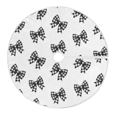 Imagem de ATTX Saia de árvore de Natal com laços xadrez de búfalo, 90 cm, decoração festiva para festas de Natal e Ano Novo #738