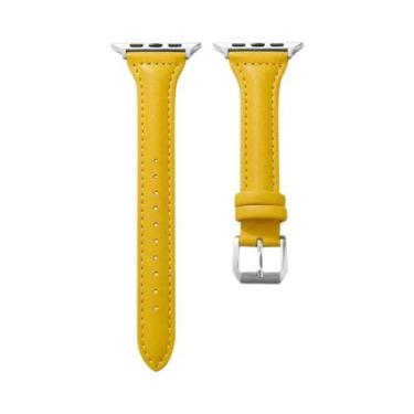 Imagem de Pulseira De Couro Slim Para Apple Watch Band 40mm 41mm 44mm 45mm 42mm 