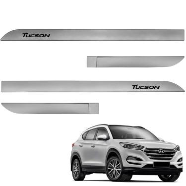 Imagem de Jogo de Friso Lateral New Tucson 2017 a 2025 Prata Metalico