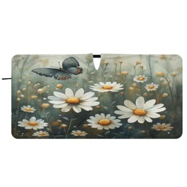 Imagem de Blueangle Aquarela Meadow Daisies Para-brisa Para-brisa - 149.9 cm x 76.2 cm Dobrável Carro Frontal Protetor Solar Blocos Raios UV Viseira de Sol (701)