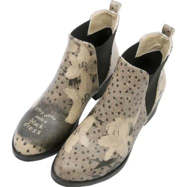 Imagem de DOGO Chelsea Botas femininas de couro vegano e cano curto de salto feito à mão, Vestido preto, 37