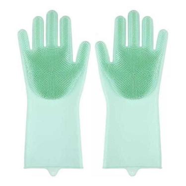 Imagem de 1 Par De Luvas Esponja Lava Louça De Silicone