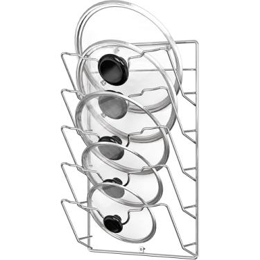 Imagem de (Chrome) - Simple Houseware Wall Door Mounted Pot Lid Rack, Chrome Finish