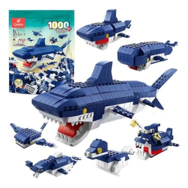 Imagem de Blocos De Montar Tubarão E Animais Do Mar Conjunto 1000 Peças Amigos Marinhos 6 Em 1 Para Crianças