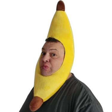 Imagem de BEESUM 2023 Chapéu de banana fofo gorro de pelúcia para fantasia de festa de Natal de Halloween