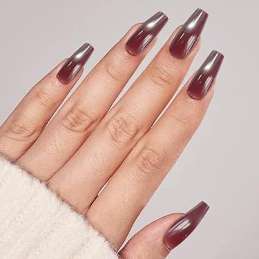 Imagem de Conjunto de unhas de olho de gato magnéticas reutilizáveis com ondulação de água brilhante e macia em forma de T de caixão de amêndoa para manicure DIY em casa