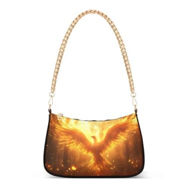 Imagem de CEBUGI Bolsas transversais femininas bolsa de ombro Golden Phoenix bolsa clutch elegante com alça de corrente