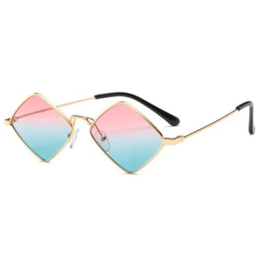 Imagem de Óculos de sol retrô de metal, irregular, masculino e feminino, para dirigir e viajar, com proteção UV400 (dourado, rosa e verde)