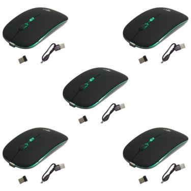 Imagem de Kit 5 Mouses Sem Fio Recarregável Mega M185 com Led DPI Ajustável