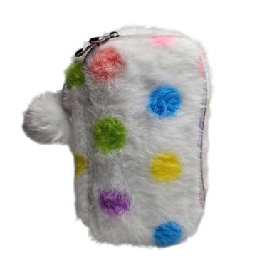 Imagem de Estojo Box Pelúcia Grande Fofo Escolar Necessaire Maquiagem Leve Colorida Divisórias Lápis Aula