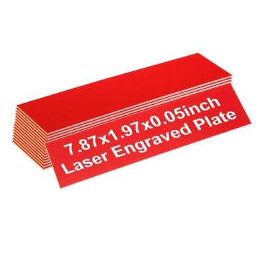 Imagem de PATIKIL Placas de nome em branco, placas de nome gravadas de 20 x 5 cm, placa de nome personalizada, placas de porta, etiquetas de mesa para escritório, sala de aula, letra branca, cor vermelha, 15