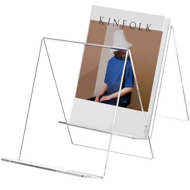 Imagem de SANRUI Pacote com 2 suportes de acrílico para exibição de livros de 25 cm, suporte de base de cavalete transparente A5, suporte de exibição de disco de vinil para álbum de escritório em casa, CD