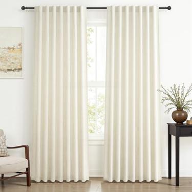 Imagem de Conjunto de 2 painéis de cortinas de linho creme, 2 painéis, cortinas plissadas, filtro de luz, semitransparente, cottagecore/sala de estar, quarto, bege, privacidade, burg, rústico, decoração de casa