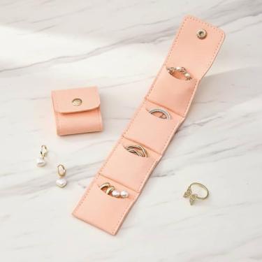 Imagem de Pequena bolsa de joias para anéis e brincos, bolsa envelope de veludo de camurça macia com botão de pressão, mini organizador de viagem para alianças de casamento, brincos e armazenamento de colar, 1