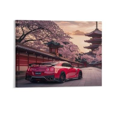 Imagem de HouLaiZhe R35 Carro Esportivo Jdm Flor de Cerejeira Posters Tela Estética Sala Decoração de Parede Impressões Galeria Sala Decoração de Parede para Quarto Sala de Estar Escritório 08 x 10 polegadas