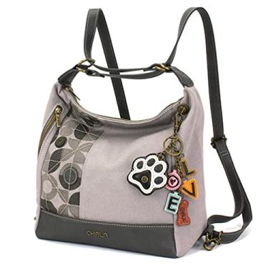 Imagem de CHALA Bolsa retrô conversível – Bolsa transversal, mochila e bolsa de ombro – Cinza, Paw+love - cinza