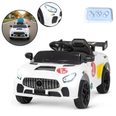 Imagem de Mini Carro Elétrico Infantil Esportivo 12V Branco Com Controle Remoto 
