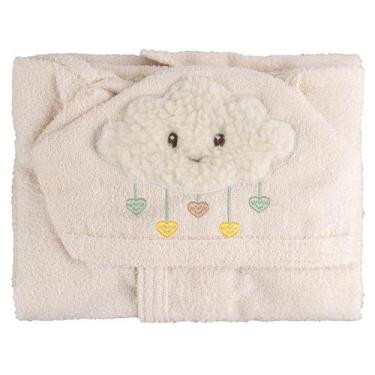 Imagem de Roupão de Felpa Soft Liso com Capuz Bordado - Baby Joy, Nuvenzinha beg