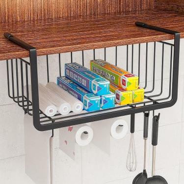 Imagem de Cesto Organizador Suspenso Prateleira Porta Armario Suporte Bancada Rolo Papel Toalha Gaveta Mesa