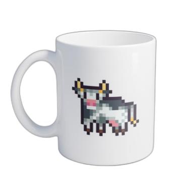 Imagem de Caneca Xícara de Café Porcelana 300ml Desenho Vacas Arte Pixel