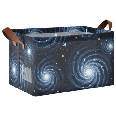 Imagem de Caixas de armazenamento de brinquedos dobráveis com alças, 43 x 29 x 25 cm, organizador de suéter galáxia giratório para armário, pacote com 2