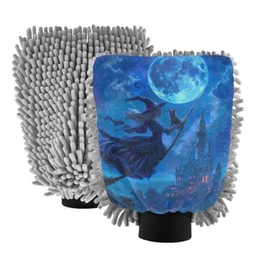 Imagem de ODAWA Moon Castle Luvas de limpeza de carro de microfibra azul, pacote com 2, luvas de lavagem de carro para canhão de espuma 20,5 cm x 30 cm
