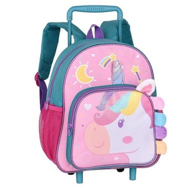 Imagem de Mochila de Rodas Escolar Oficial Clio Pets Unicórnio Cor:Verde, Verde