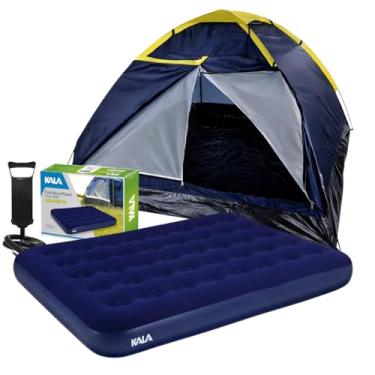 Imagem de Kit Camping Barraca San Valentin 2 Pessoas e Colchão Casal Inflavel Kala e Bomba Manual de Ar Acampamento Perfeito