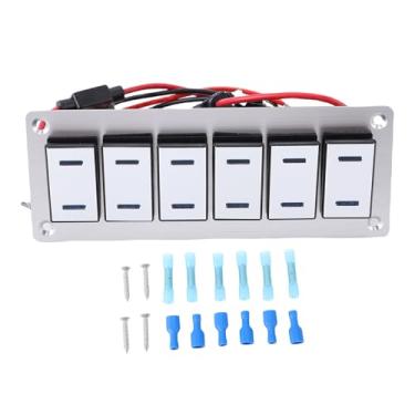 Imagem de Hyuduo 6 Painel de Interruptor de Gangues Rocker 6 Painel de Interruptor de Gangues de Alumínio para Carros RVS Barcos Marinhos Com Brilho Em Adesivos Escuros pré -fiação