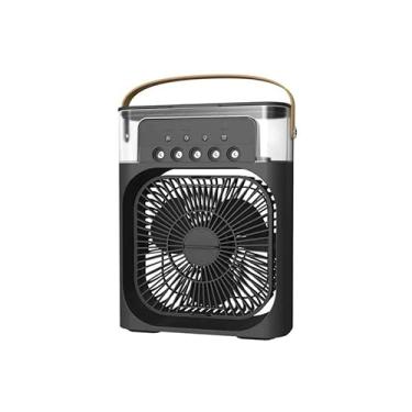 Imagem de Mini Climatizador USB com Reservatório de Água e Gelo – 3 Velocidades, Silencioso, Até 12h de Uso, Para Ambiente de 8m²(PRETO)