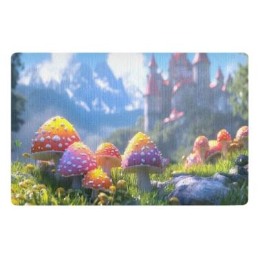 Imagem de Joisal Cogumelos Castelo Colorido Capachos Externos Durável Tapete de Boas-Vindas Tapetes para Chão de Cozinha 81 cm x 50 cm