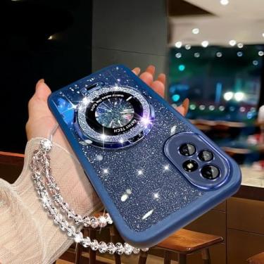 Imagem de Capa com suporte para celular com pulseira de cristal brilhante para Xiaomi POCO F6 F5 M6 M5S M4 M3 X6 X5 X4 X3 Pro GT C65 C61, capa com suporte, azul, para Poco X3