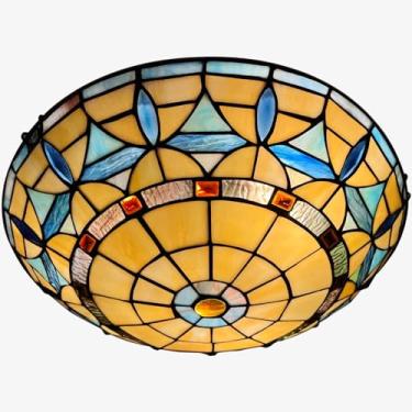 Imagem de ARTZONE Luzes de teto Tiffany, luz de teto de vitral 3 luzes de 40,6 cm Tiffany luminária de teto embutida para quarto, sala de jantar, sala de estar, entrada